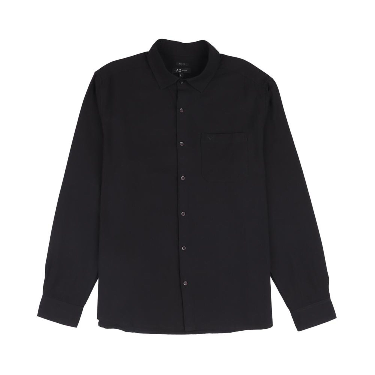 Camisa Lisa Slim Manga Larga Hombre Az Black image number 0.0