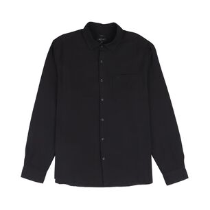 Camisa Lisa Slim Manga Larga Hombre Az Black
