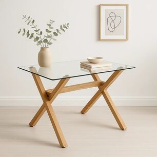 Mesa De Comedor Rectangular Vidrio Cross 140x90cm