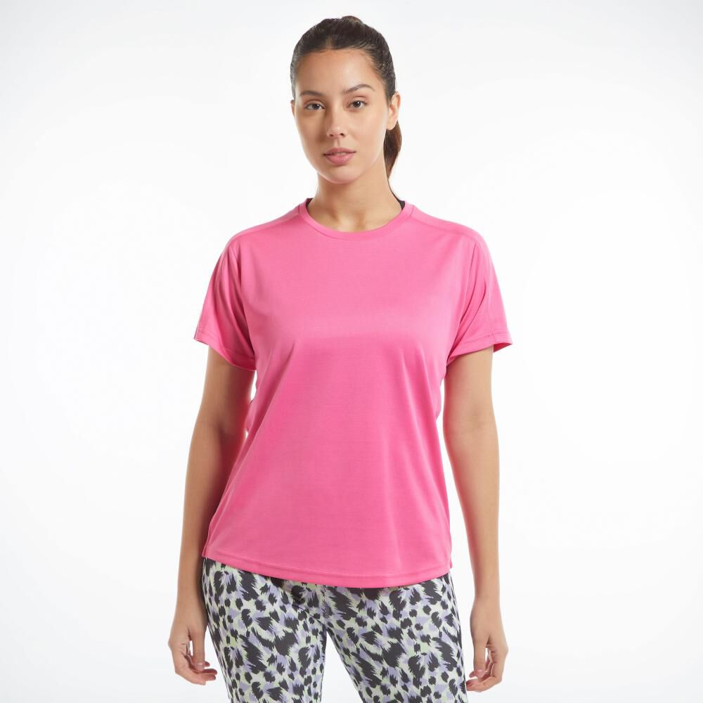 Polera Deportiva Estampado Reflectante Manga Corta Mujer Wetland image number 0.0