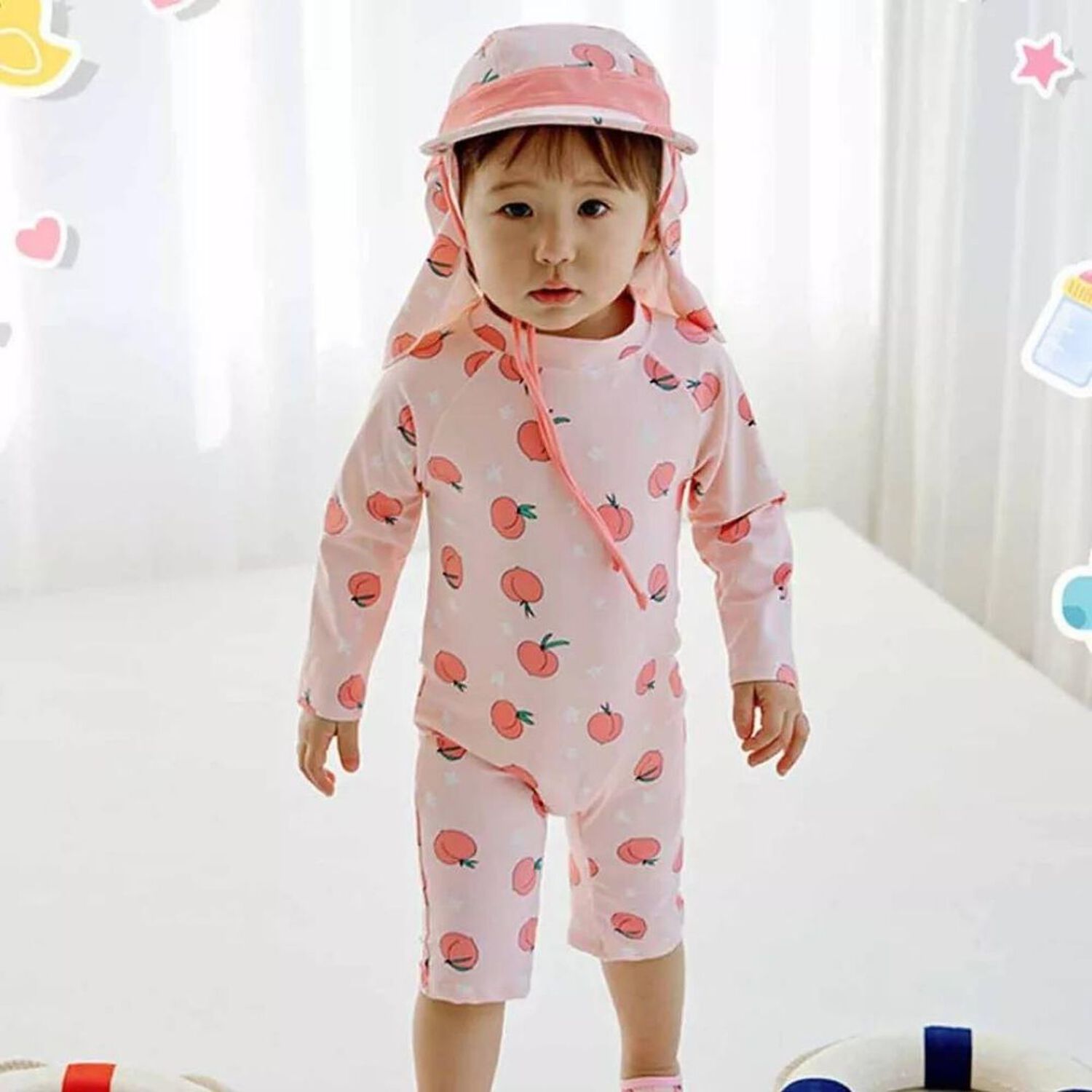 Traje De Ba&ntilde;o Enterito Manga Larga Ni&ntilde;a Jump Kids Rosa Frutas image number 2.0