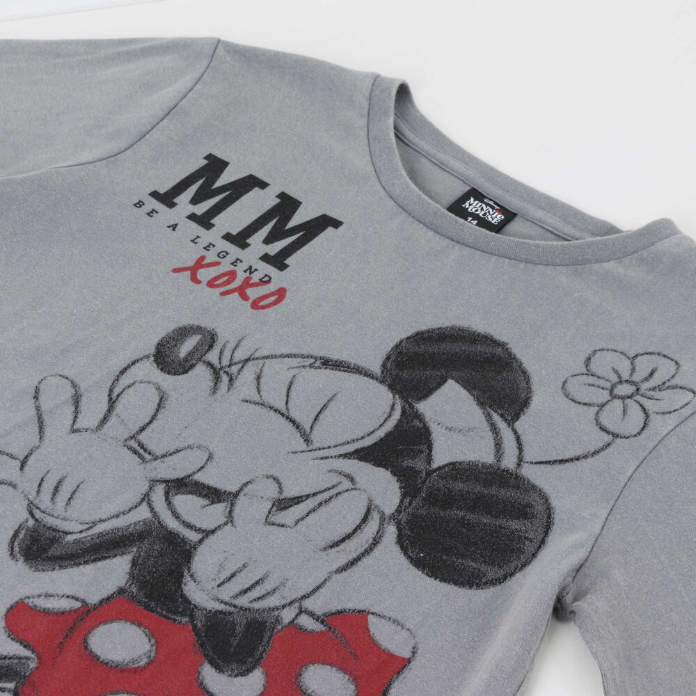 Polera Manga Larga Ni&ntilde;a Minnie Mouse Gris Disney image number 2.0