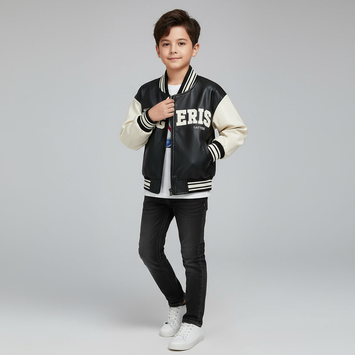 Chaqueta Bomber Ni&ntilde;o Ecocuero Italy Infantil image number 0.0