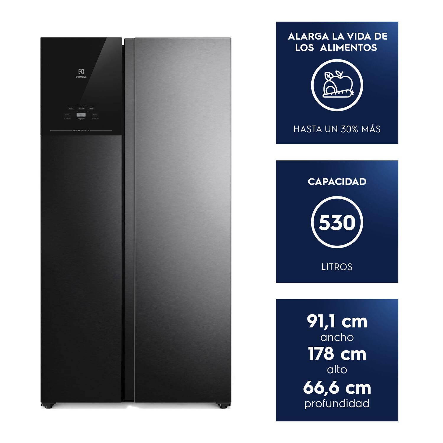 Refrigerador 522l No Frost Side By Side Inverter Es50b Black image number 1.0