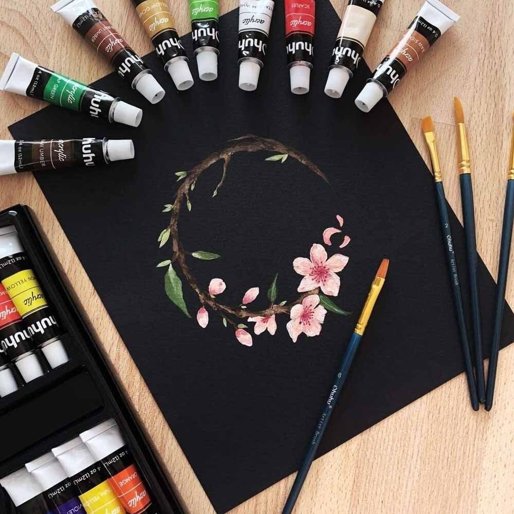 Set 24 Pinturas Acrílicas 12ml + 6 Pinceles image number 2.0