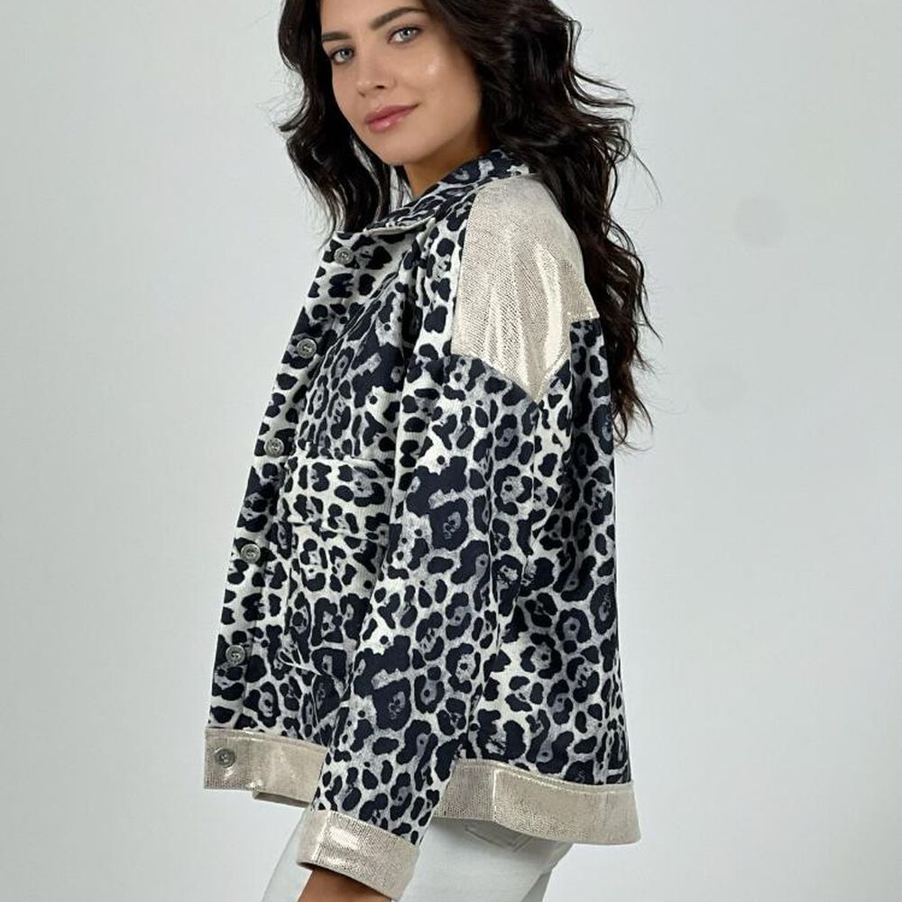 Chaqueta Cotele Print Brillos En Hombros image number 3.0