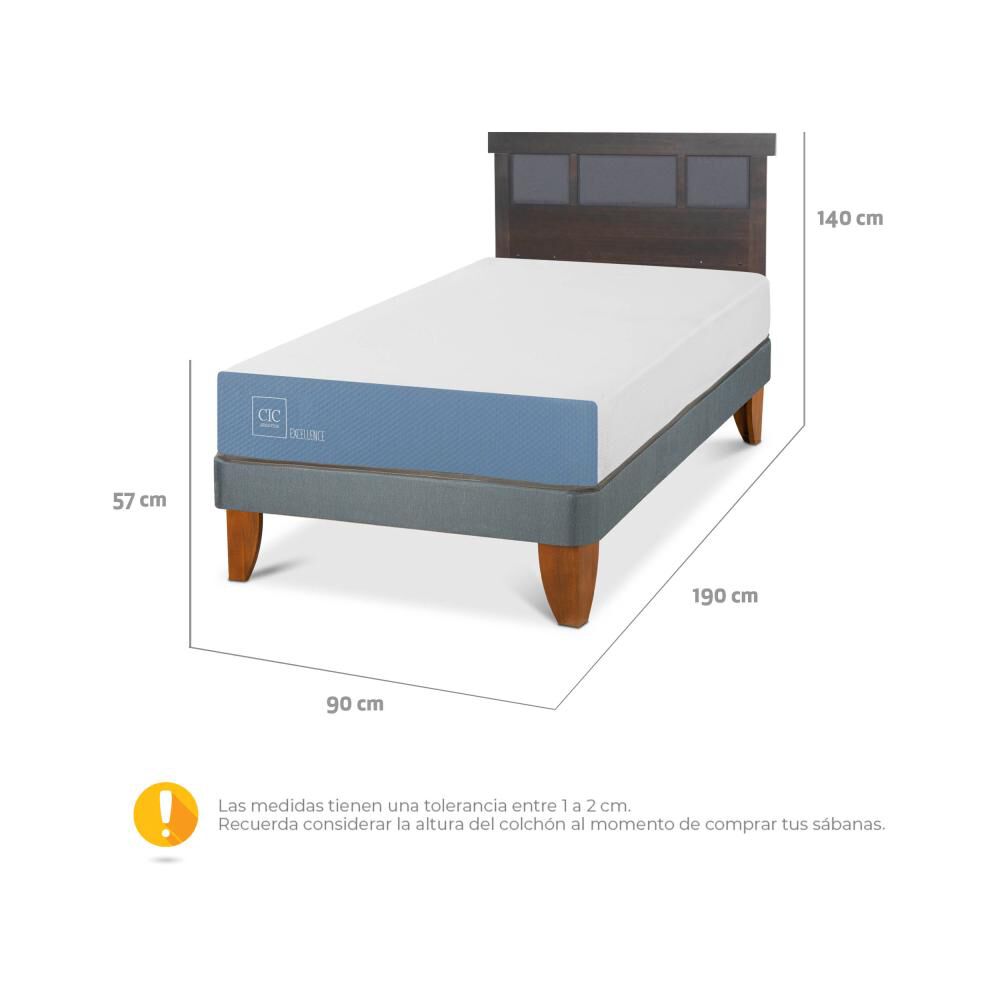 Cama Europea Cic Excellence / 1.5 Plazas / Base Normal + Respaldo image number 2.0