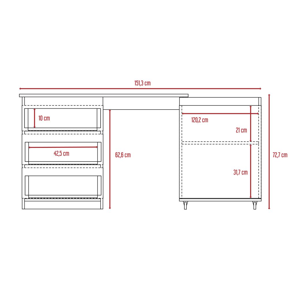 Escritorio Extensible 3 Cajones 1 Puerta Fm-020o Caf&eacute; Oscuro image number 7.0