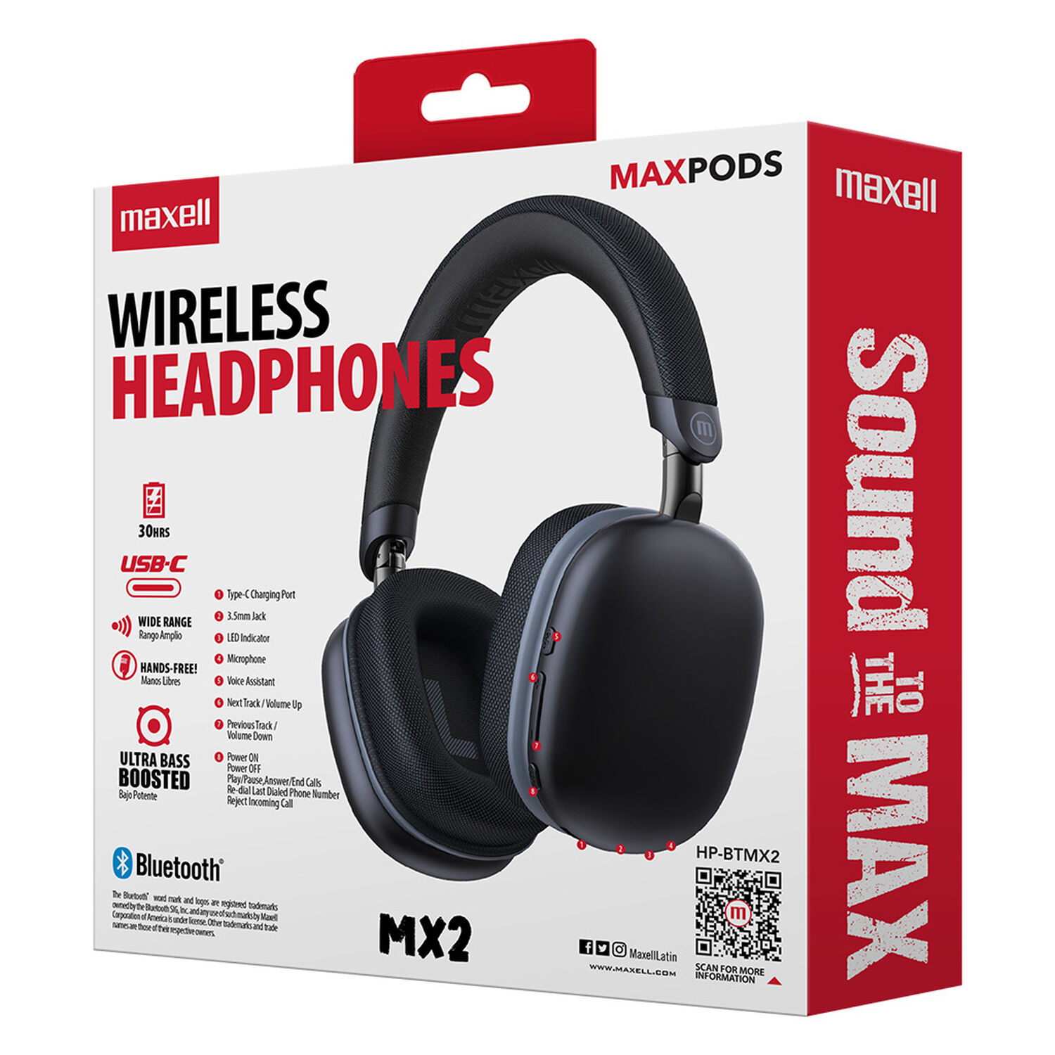 Aud&iacute;fonos Inal&aacute;mbricos Maxell Bluetooth Maxpods 24 Horas Negro image number 3.0