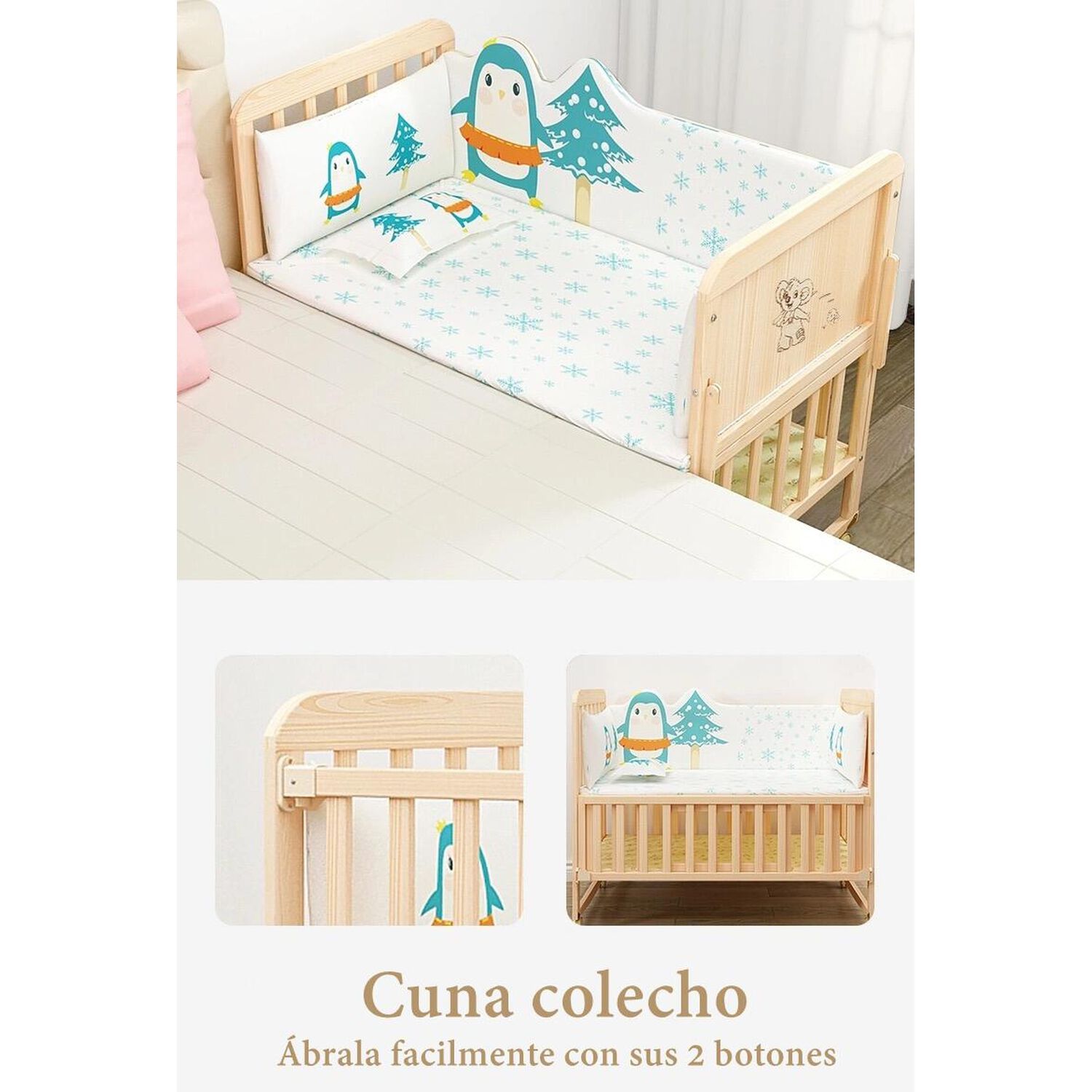 Cuna Colecho Madera Pack&play Con Mudador Lubabycas image number 2.0