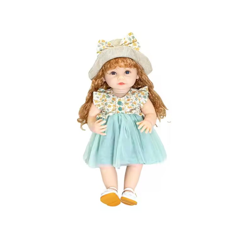 Juguete Muñeca Realista 55cm Silicona Vestido Azul Infantil image number 0.0