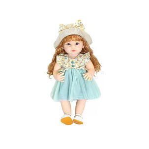Juguete Muñeca Realista 55cm Silicona Vestido Azul Infantil