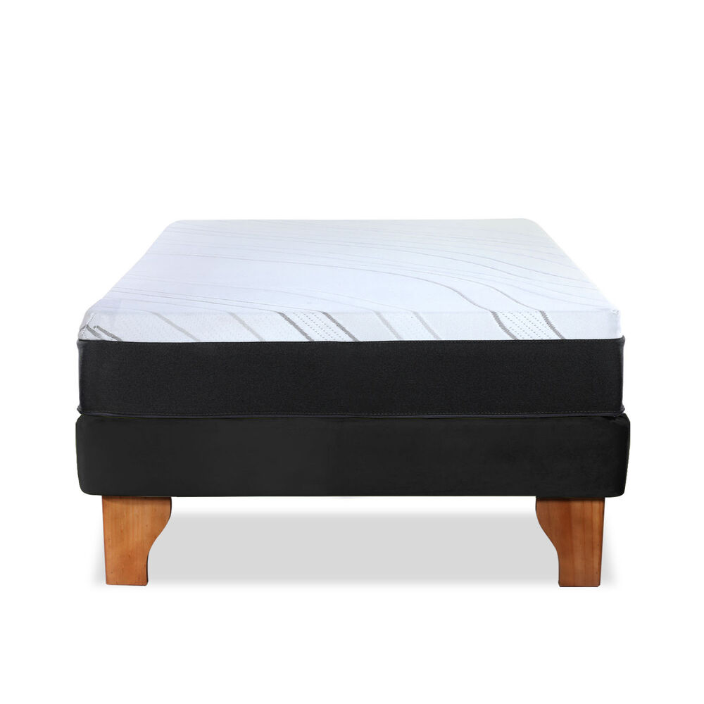 Cama Europea Zen Pro 1.5 Plazas Tela Velvet Negro image number 2.0
