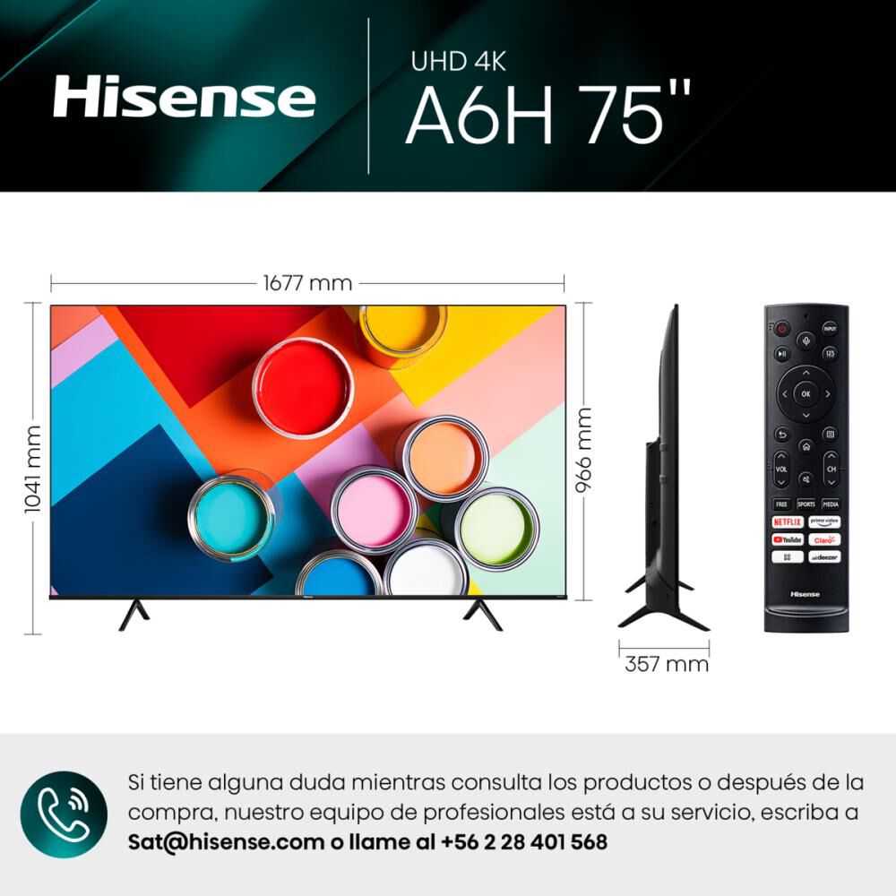 Led 75" Hisense 75A6H / Ultra HD 4K / Smart TV image number 6.0