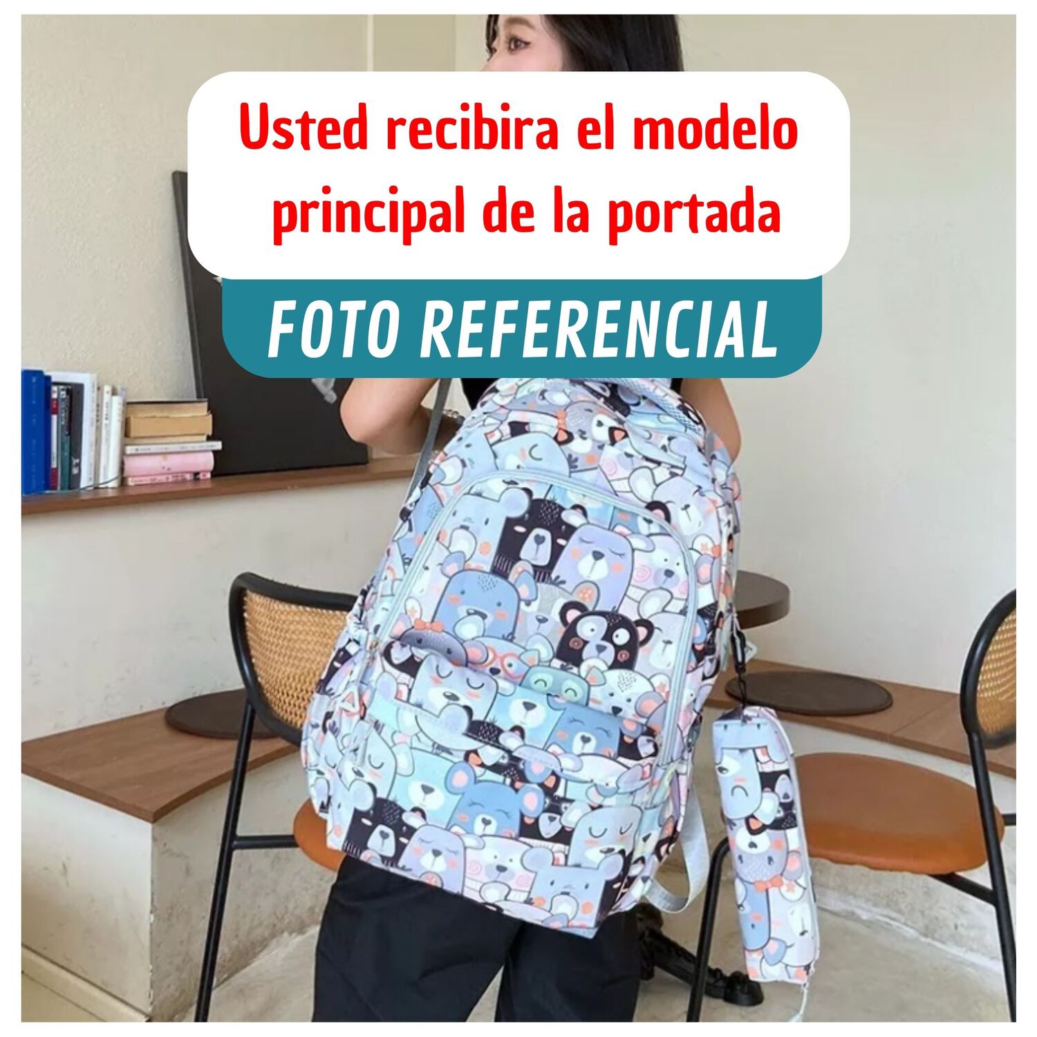 Mochila Escolar 44cm Dise&ntilde;o Estampado Blue Cats image number 2.0