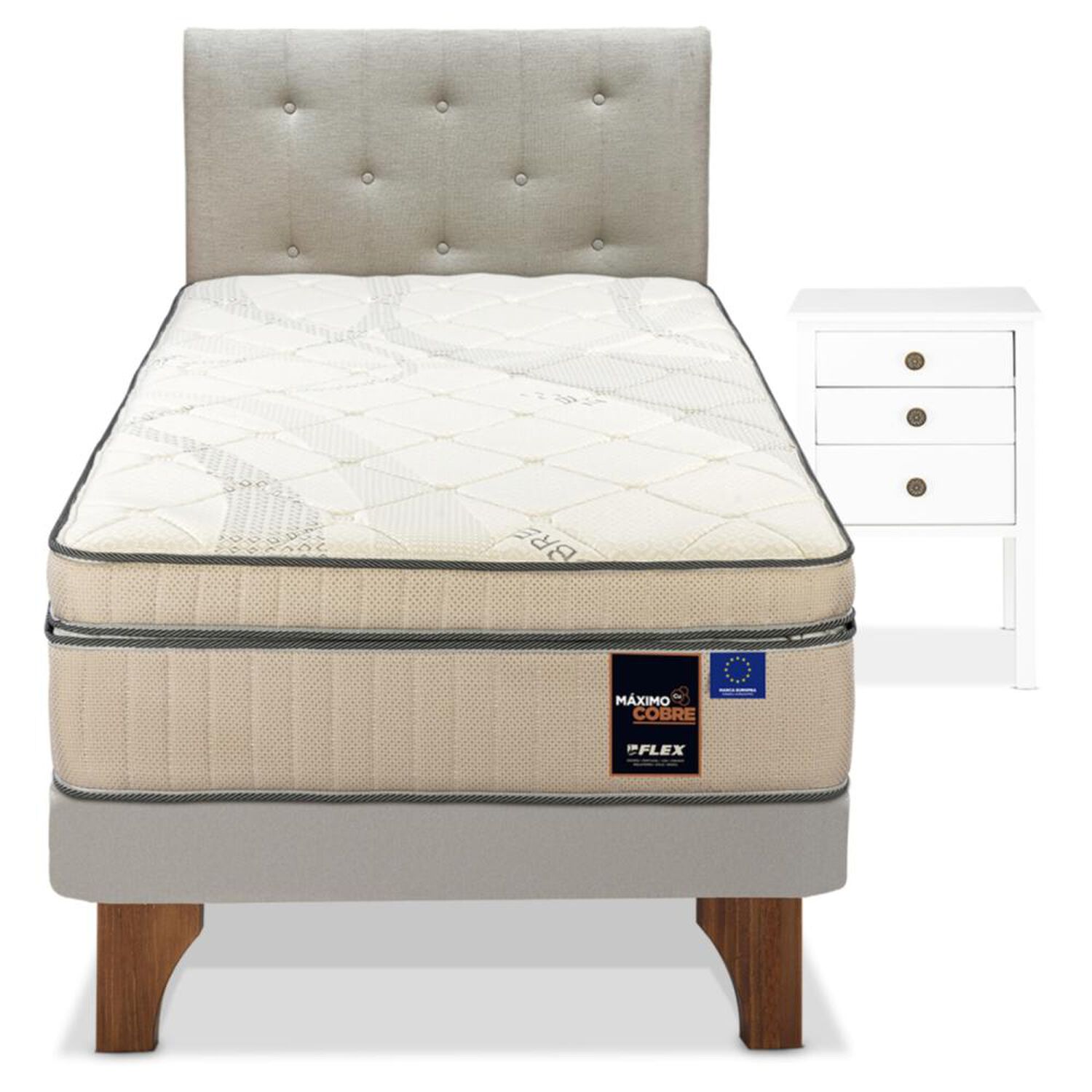 Cama Europea Flex Maximo Cobre / 1.5 Plazas / Base Normal + Set De Maderas image number 0.0
