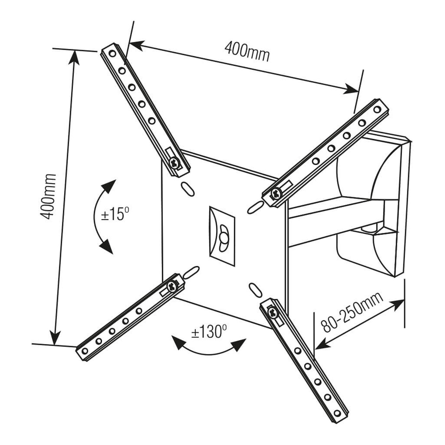 Soporte De Tv Para Cocina Con Brazo De 19cm 10" A 55" Inclinable Sbrlb130b Brasforma image number 3.0