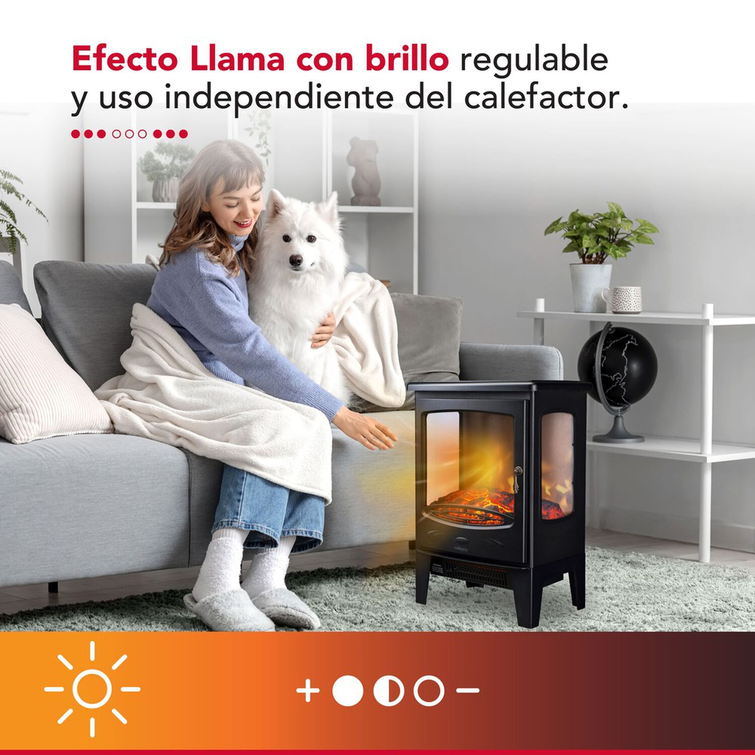 Chimenea Electrica 2 Potencias 1800w Thor Fireplace 3d Negro image number 4.0
