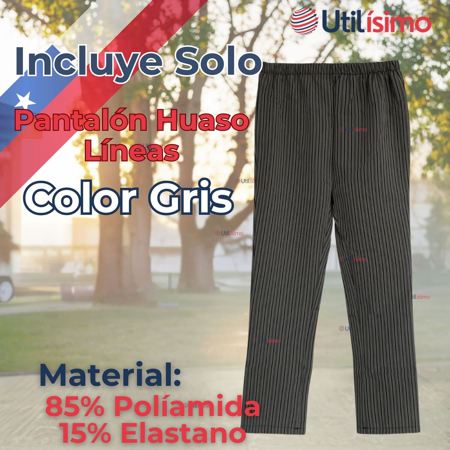 Pantal&oacute;n Huaso Juvenil Gris Con Rayas Fiestas Patrias image number 1.0