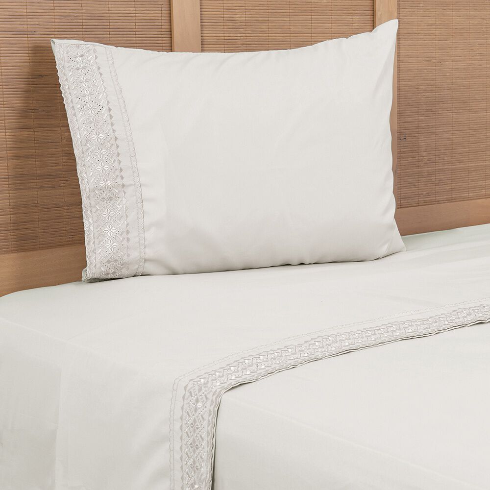 Sabana Estampada Plumetti Broderie 1.5 P Beige image number 0.0