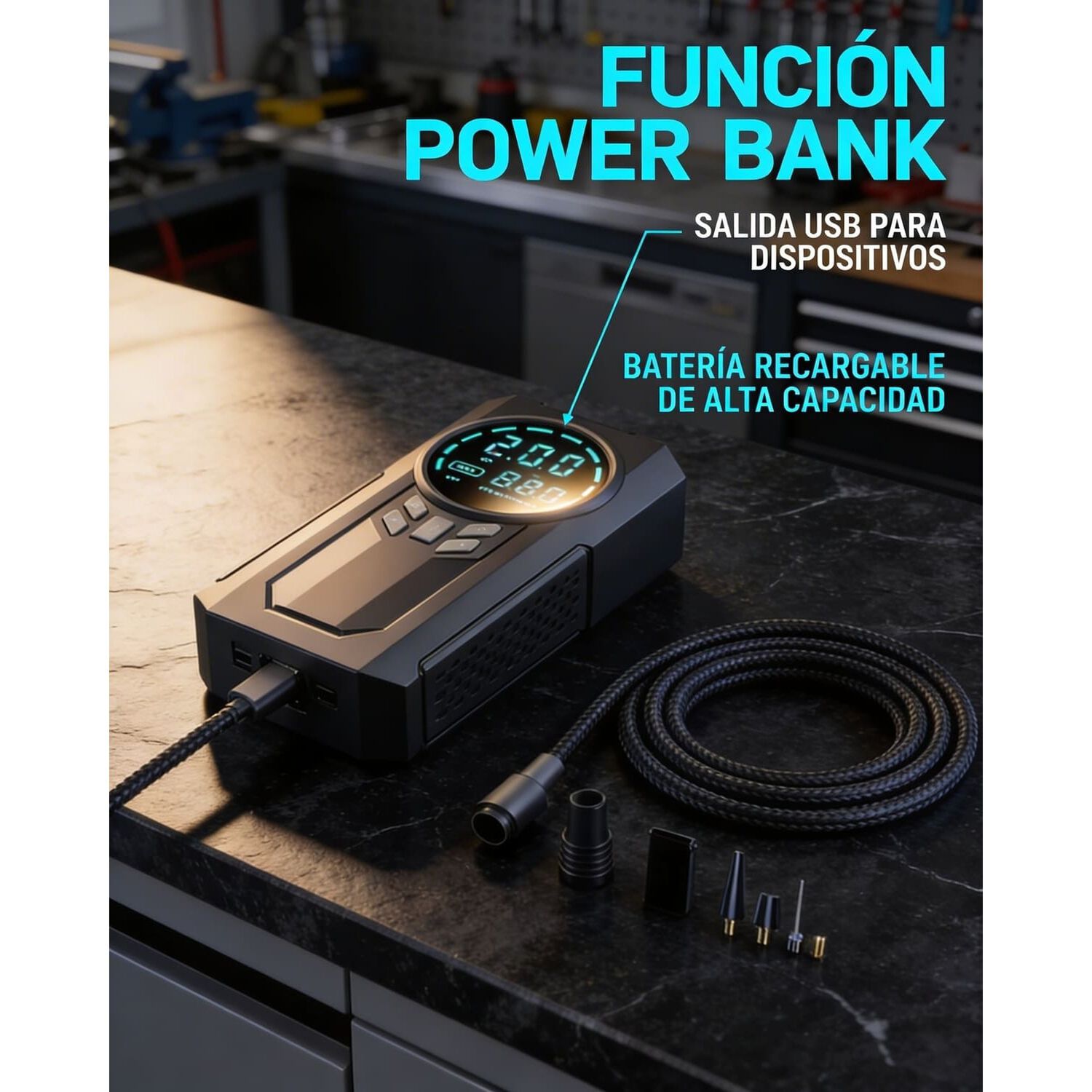 Mini Compresor Inflador 150 Psi Bater&iacute;a 6000mah Auto Moto image number 1.0