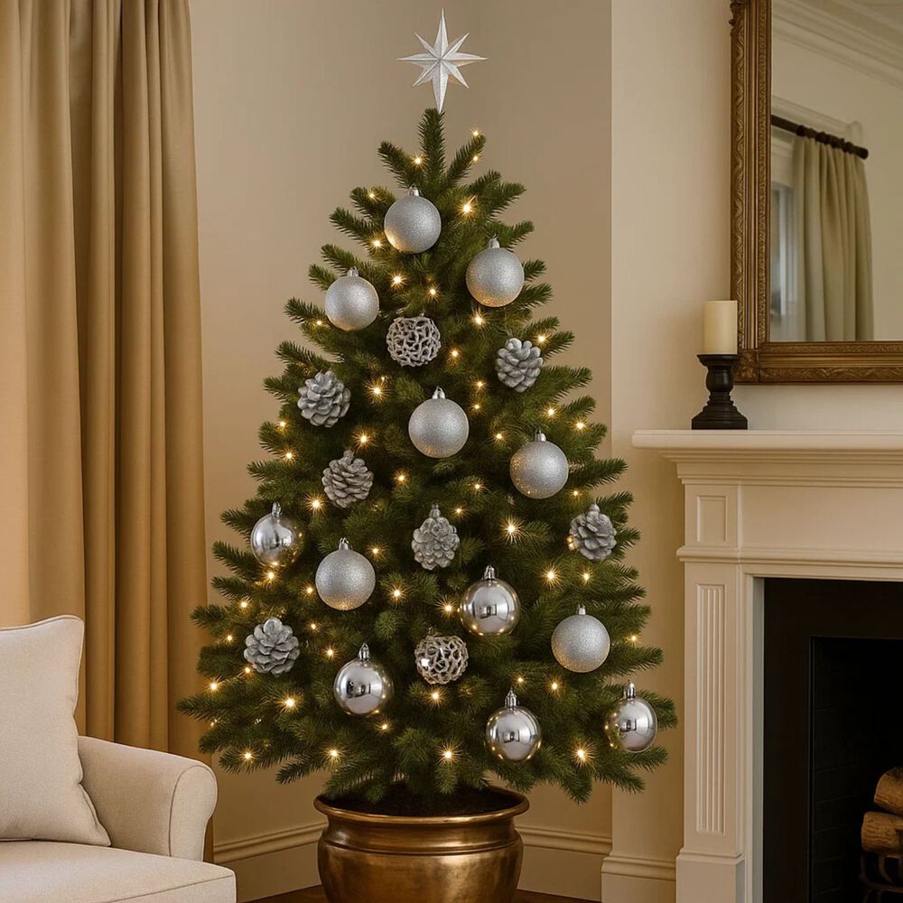 Set 12 Adornos Navideños Bambalinas Plateada 6cm Decoración image number 1.0