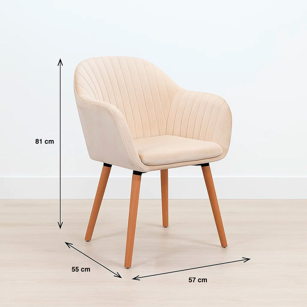 Butaca Sitial Poltrona Diamante Terciopelo Acolchado - Beige image number 3.0