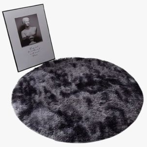 Alfombra Redonda Peluda Gris
