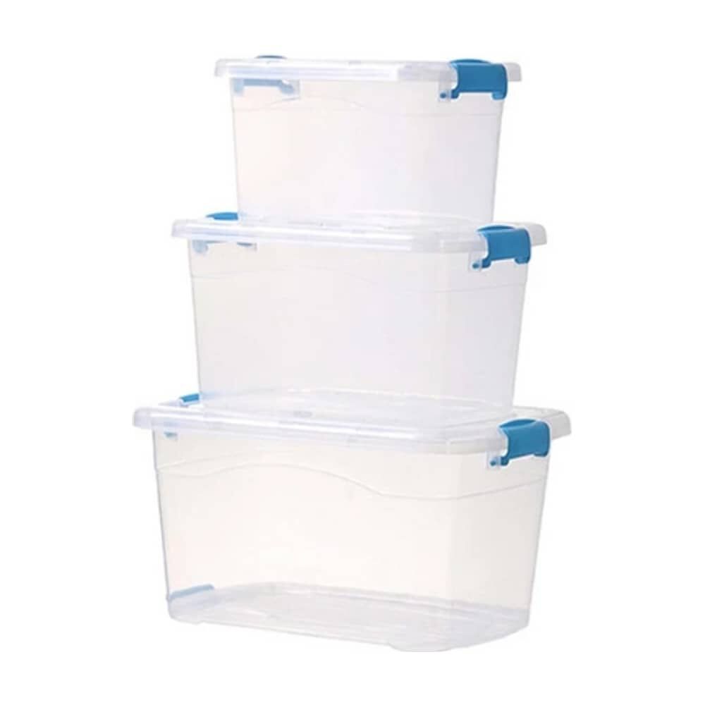 Set De 3 Cajas De Almacenamiento De Plastico Con Tapas image number 0.0