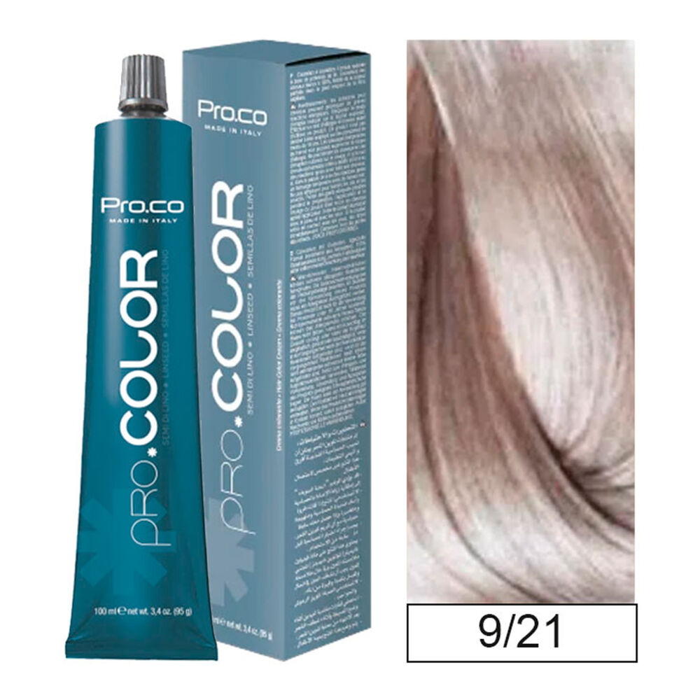 Pro.color - Tintura Permanente 9/21 Rubio Clarisio Irisado Ceniza 100ml + Oxidante image number 0.0