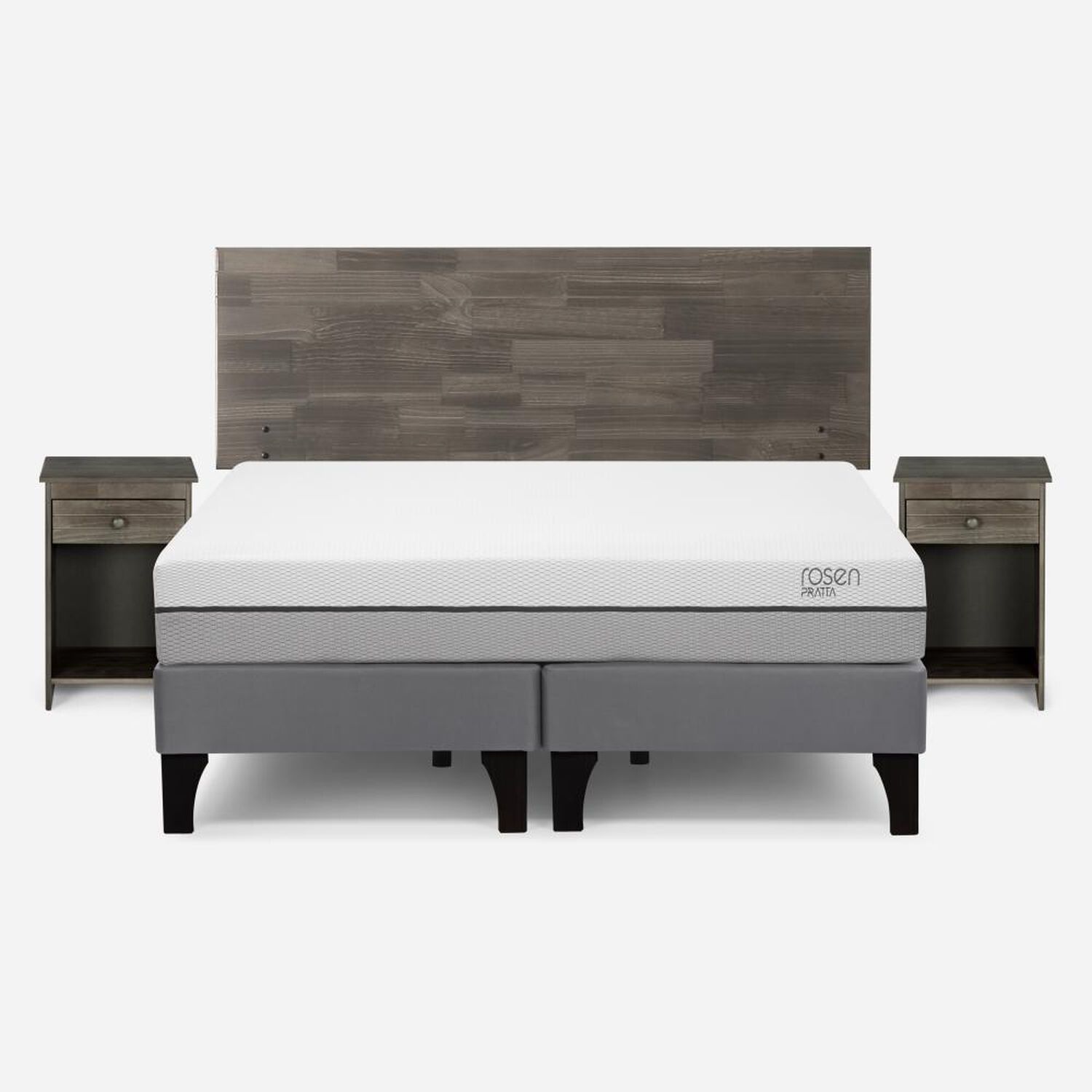 Cama Europea Rosen Pratta / 2 Plazas / Base Dividida + Set De Maderas Tabor Grafito image number 0.0