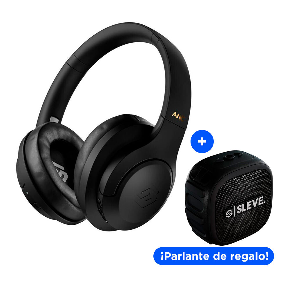 Aud&iacute;fonos Sleve Pulse ANC 2Gen Black + Parlante Bluetooth Sleve Boom Mini image number 0.0