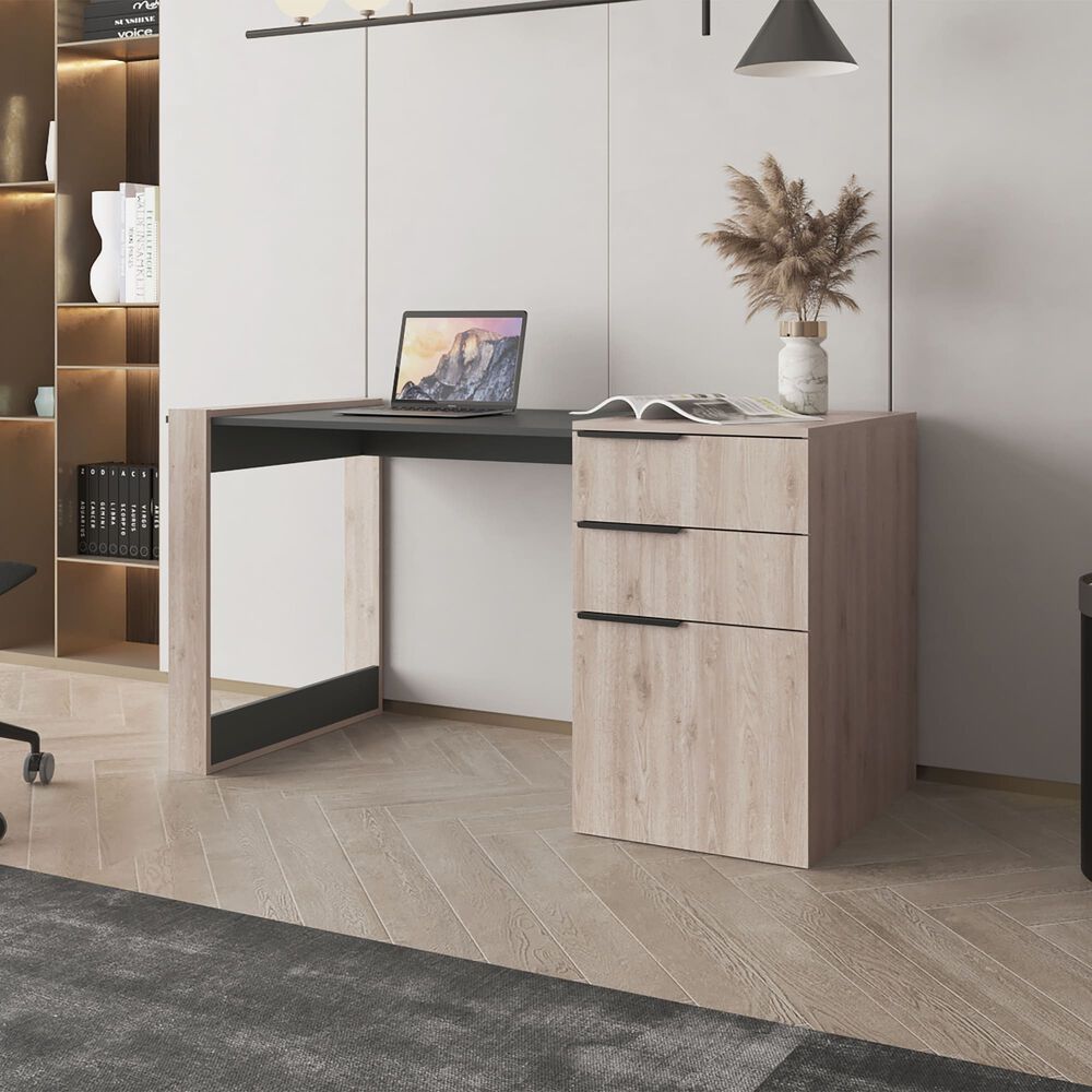 Escritorio 2 Cajones 1 Puerta Fm-014g Gris Y Plomo image number 7.0