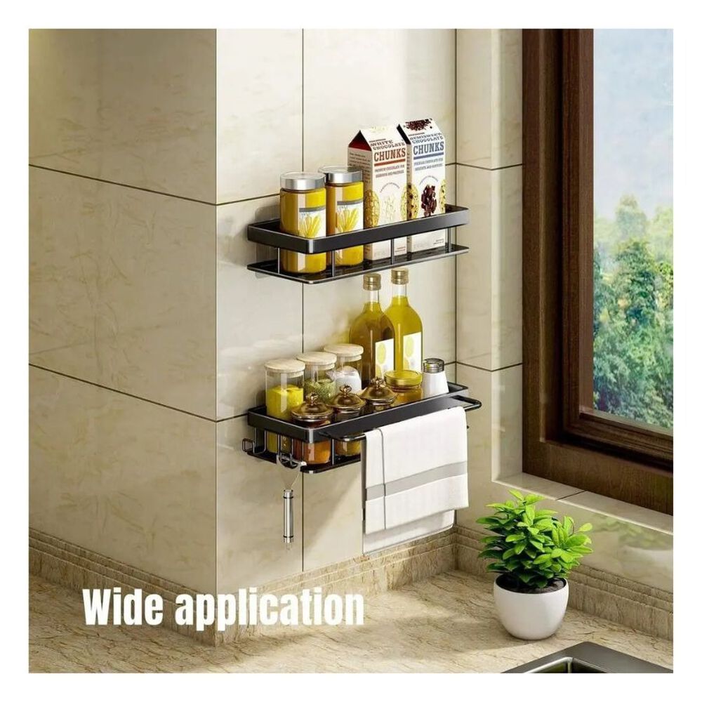 Repisa Organizador Ba&ntilde;o Ducha Adhesivo Acero Inoxidable Negro image number 1.0