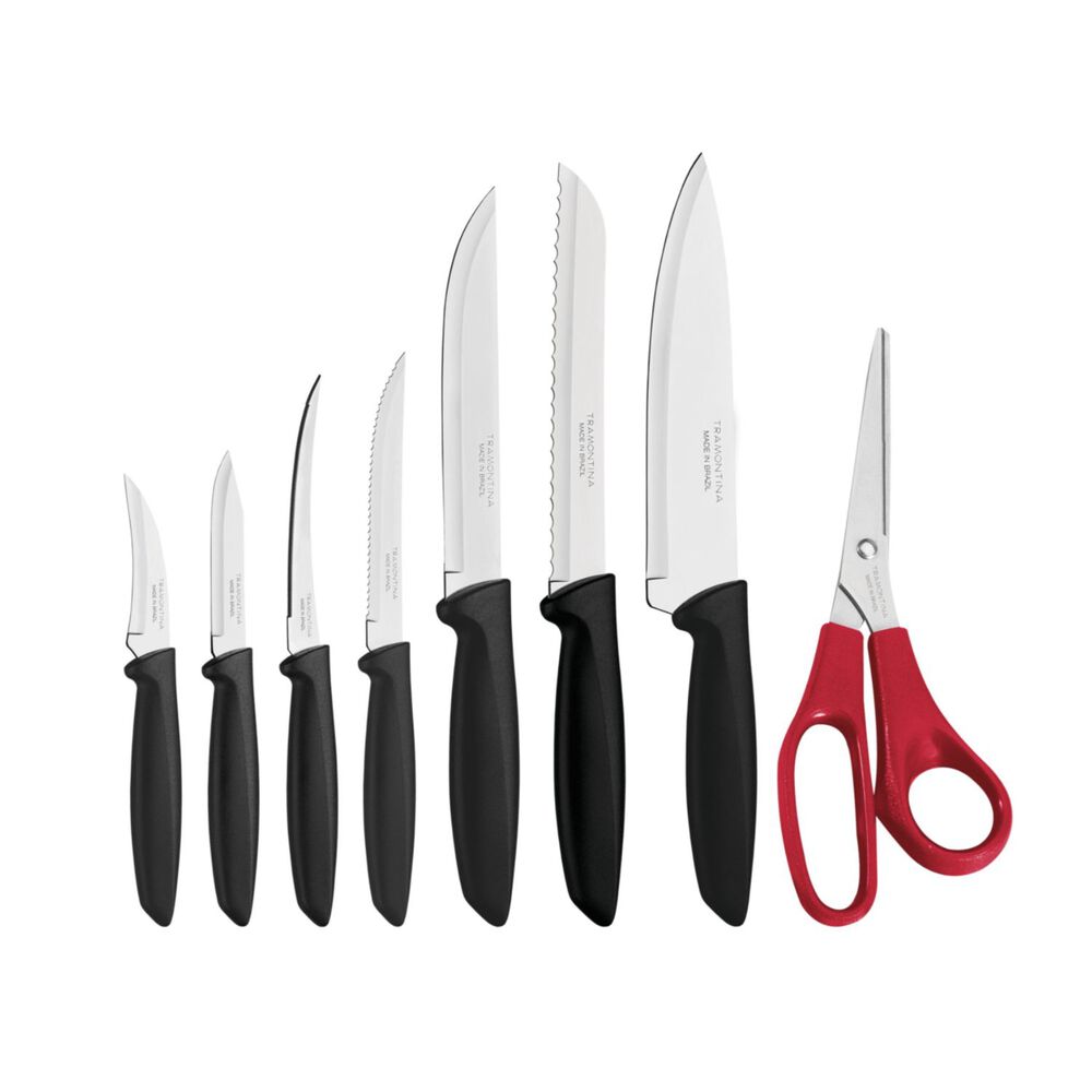 Juego 7 Cuchillos M&aacute;s Tijera Acero Inoxidable Tramontina image number 1.0