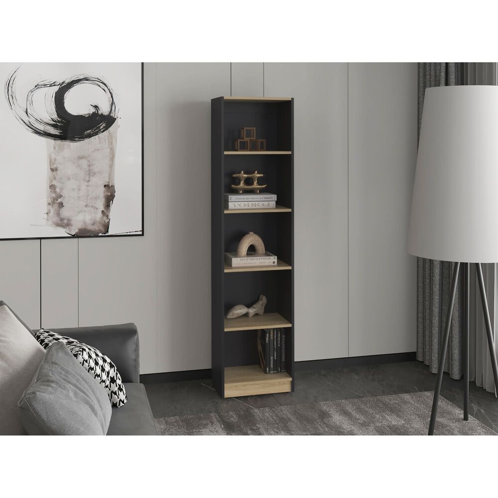 Estante Organizador 5 Niveles 180,6x45x29,9 Cm Negro Y Cafe Claro image number 4.0