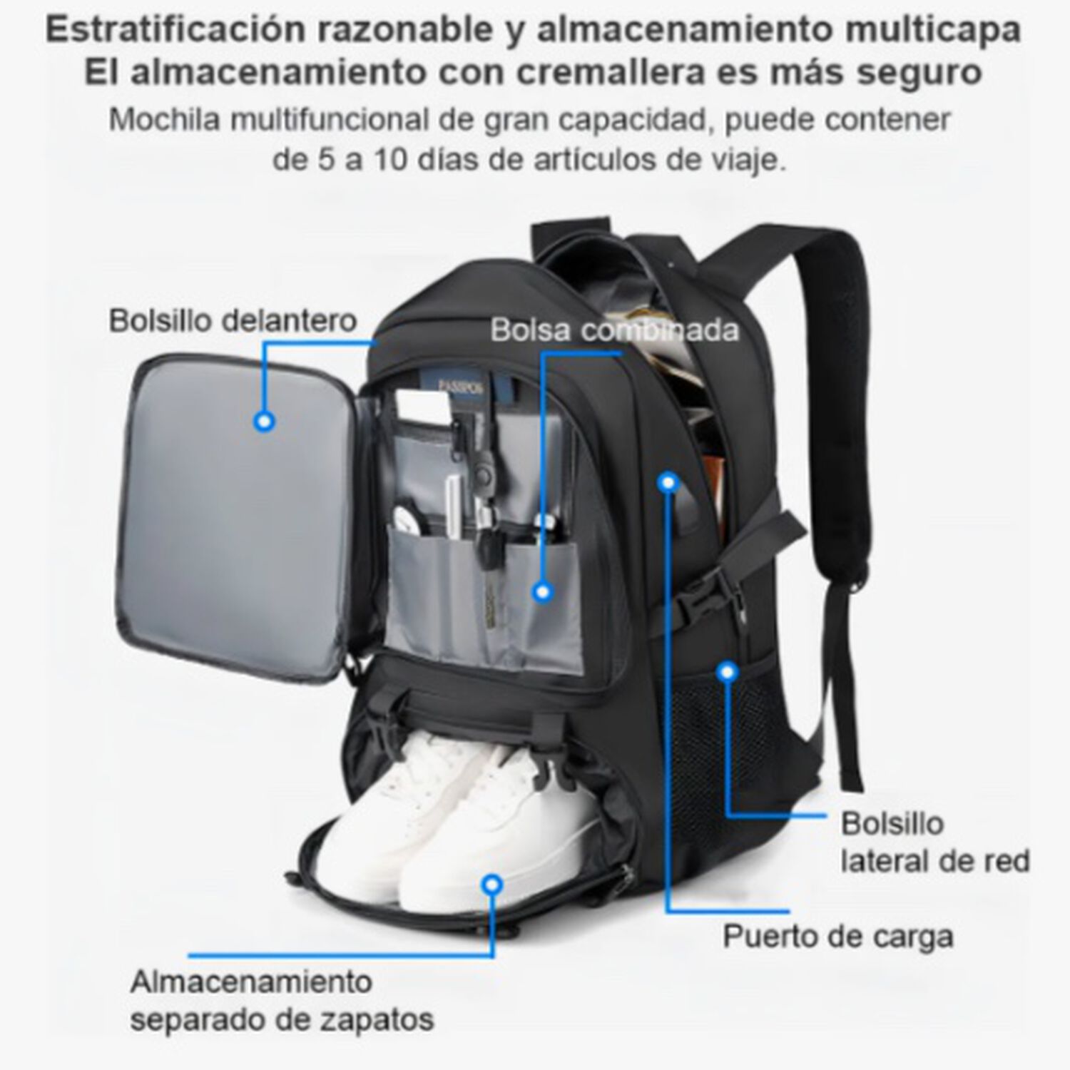 Mochila De Viaje Negra image number 1.0