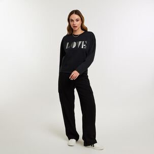 Poler&oacute;n Estampado Aplicaci&oacute;n Folia Y Strass Cuello Redondo Mujer Kimera