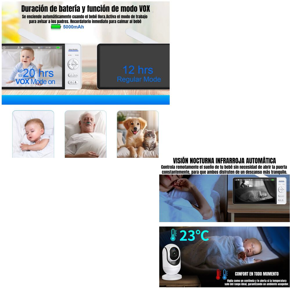 C&aacute;mara Monitor Inteligente Premium 7&Prime;1080p Abm780 Lubabycas image number 4.0