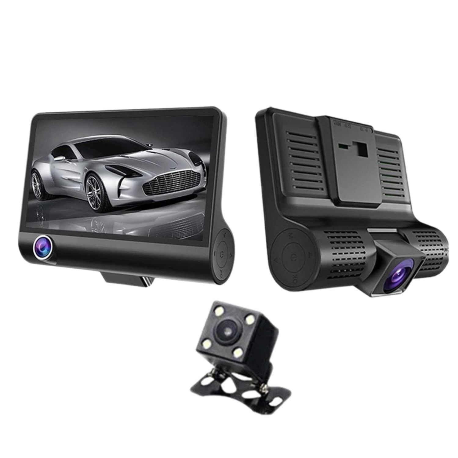 C&aacute;mara Dvr Lcd De 4" Con 3 C&aacute;maras Frontal Trasera E Interna image number 0.0