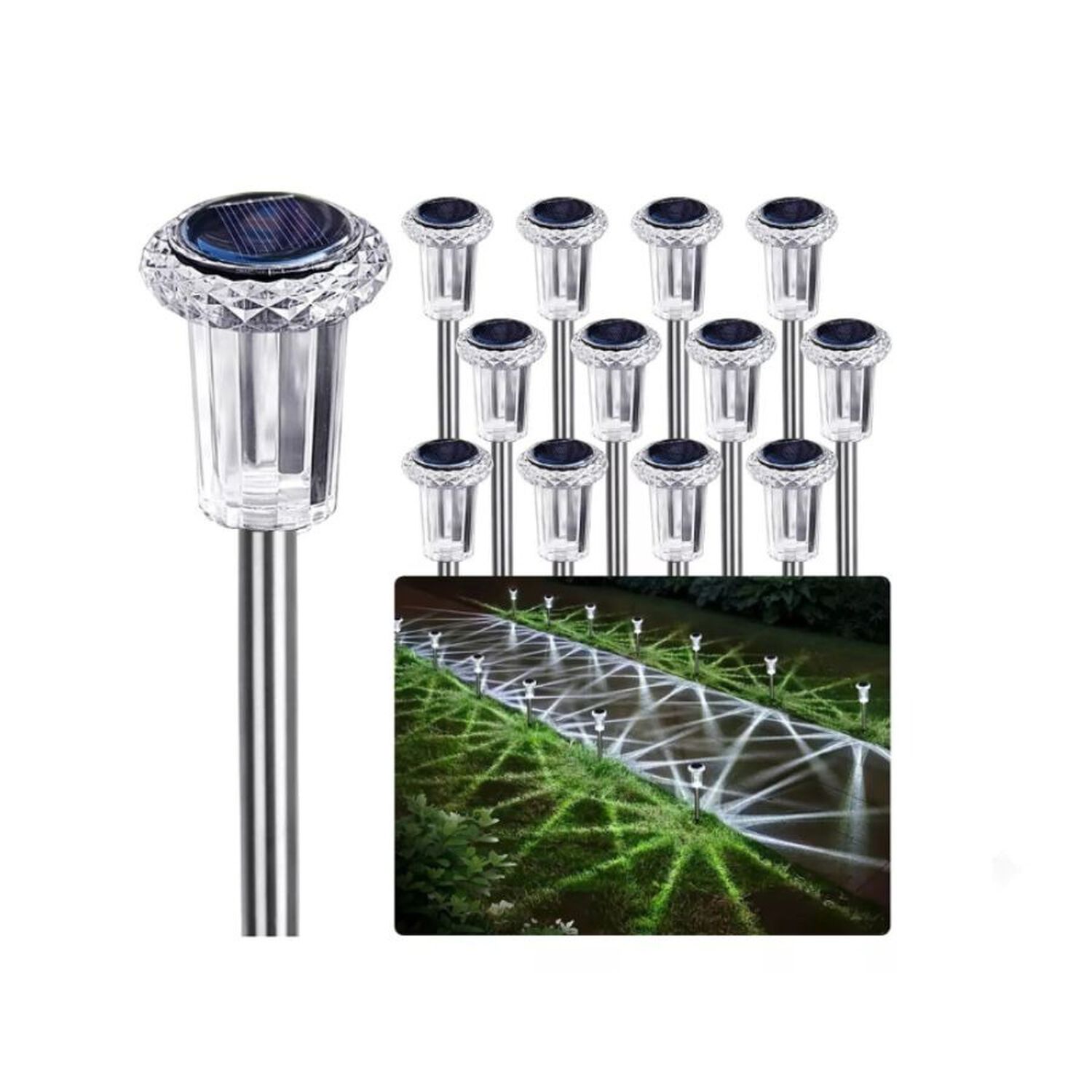 Pack 5 Luces Solares Jard&iacute;n Estacas Led Exterior Impermeable image number 3.0