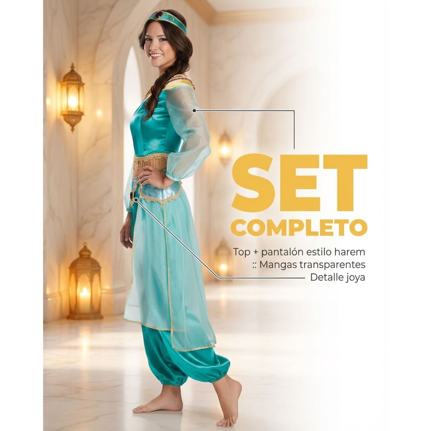 Disfraz Princesa Jasmine Jazmin Aladd&iacute;n Cosplay image number 10.0