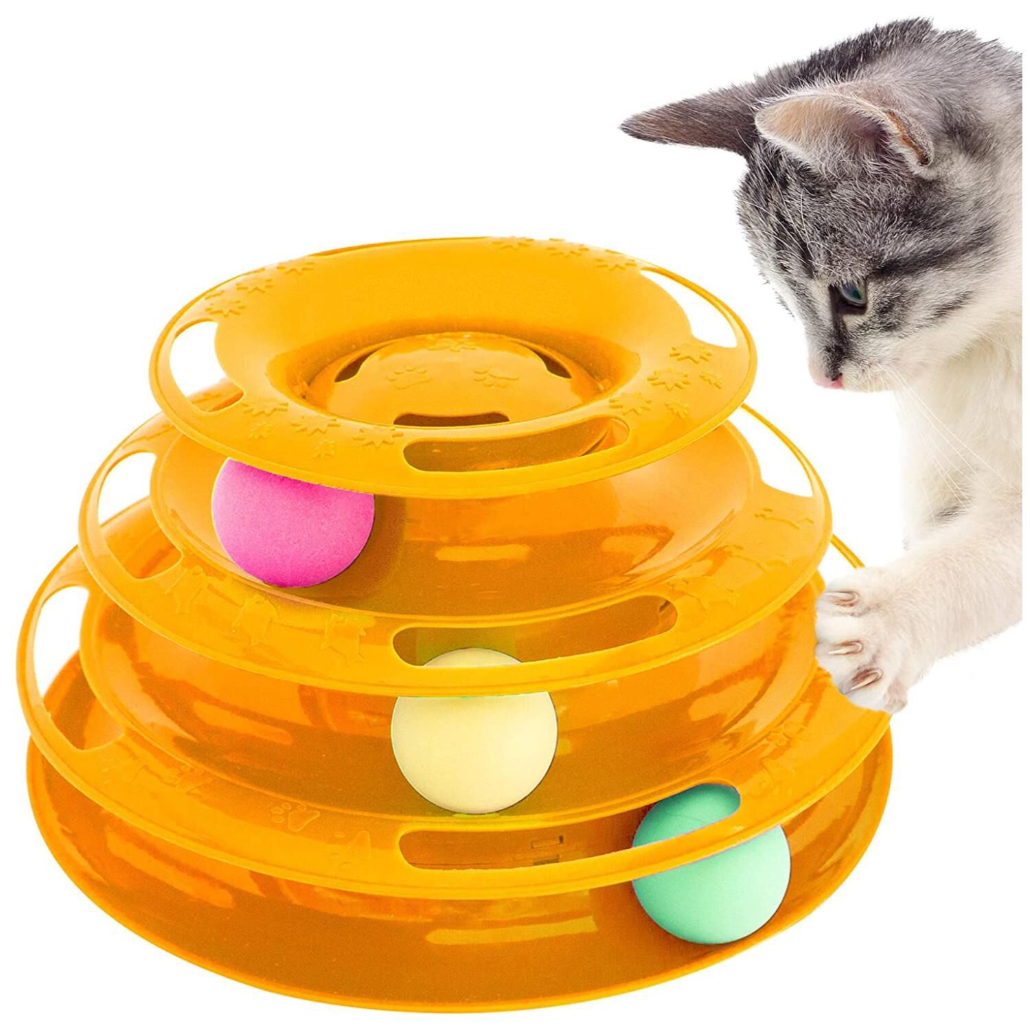 Juguete Interactivo 3 Niveles Con Pelotas Para Gato Mascotas image number 1.0