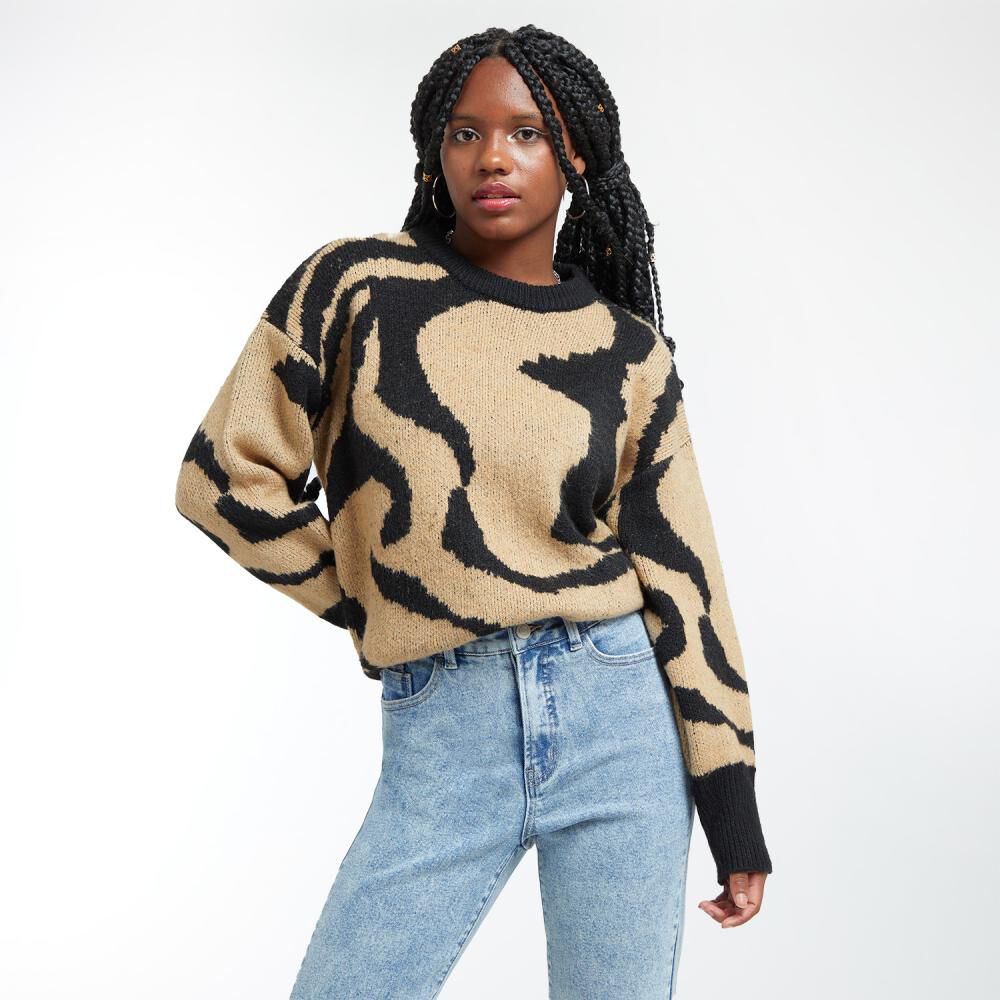 Sweater Regular Animal Print Cuello Redondo Mujer Rolly Go image number 0.0