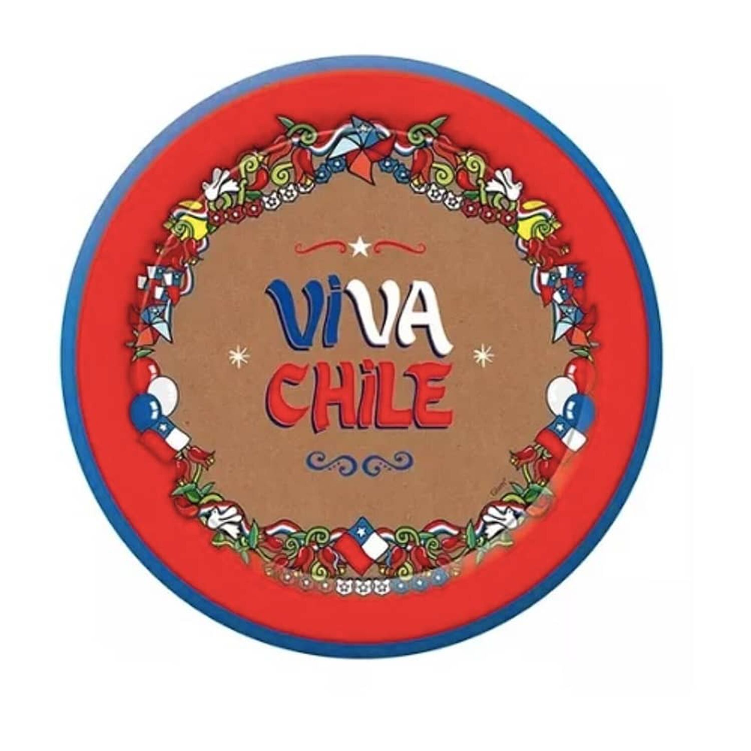 Platos De Cart&oacute;n Viva Chile, Fiestas Patrias 48 Unidades image number 1.0