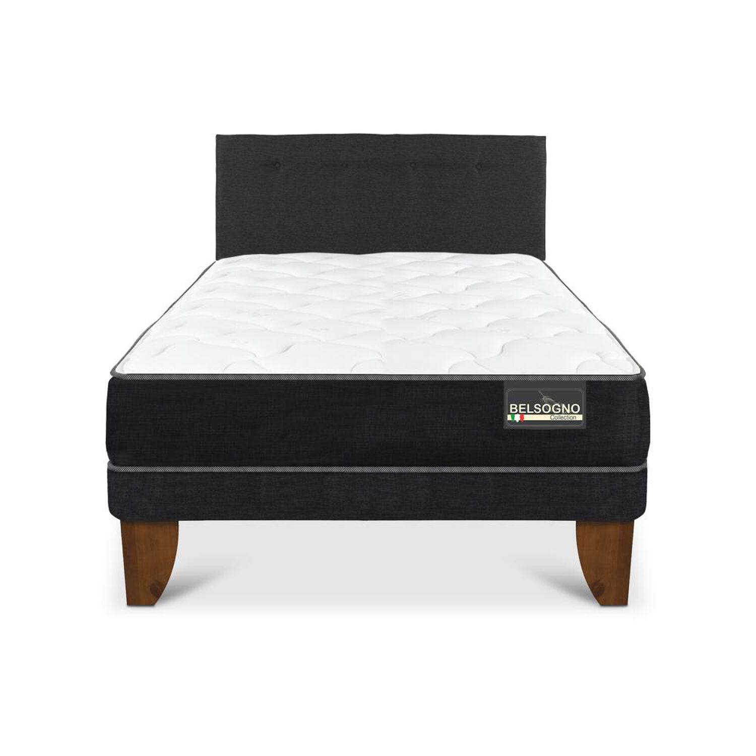 Cama Europea Belsogno Black / 1.5 Plazas / Base Normal + Respaldo image number 0.0