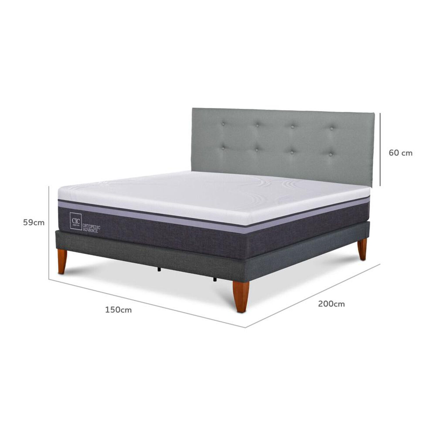 Cama Europea Cic Ortopedic Advance / 2 Plazas / Base Normal + Respaldo image number 7.0