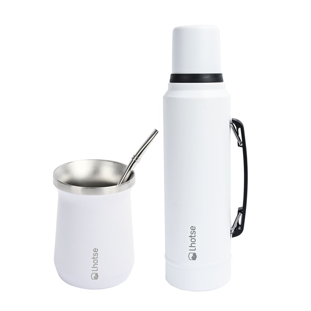 Termo Liquido Classic 1,3 Lts + Mate Bombilla Lhotse White image number 0.0