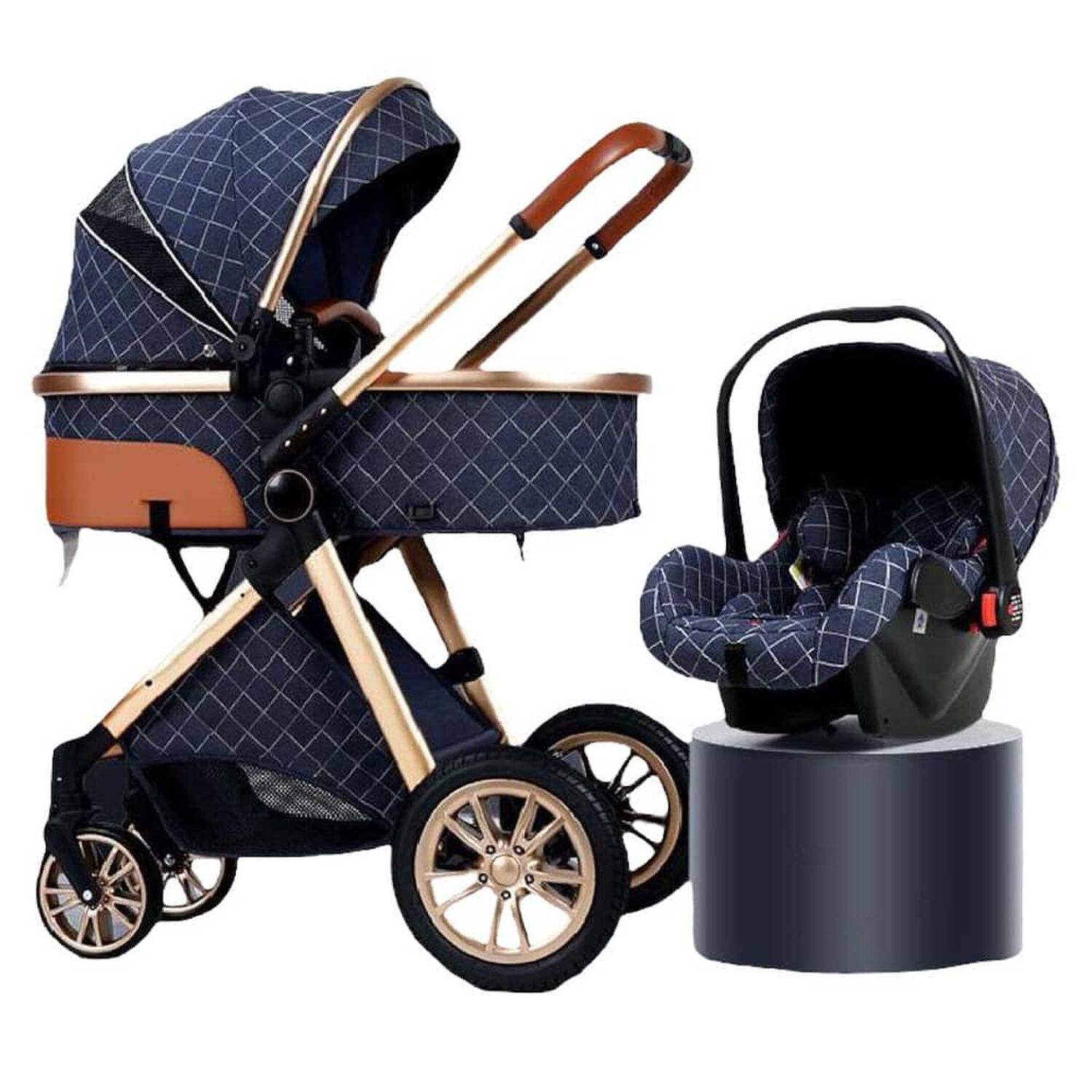 Coche Deluxe Con Silla Nido Y Accesorios Azul Lubabycas image number 0.0