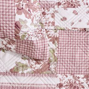 Quilt Andes Estampado Patchwork Rosado 1,5 Plazas
